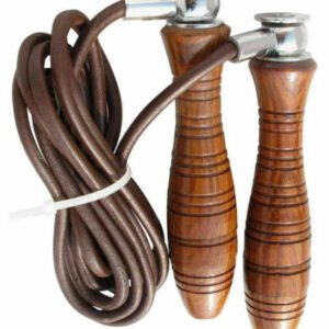 Corde à sauter cuir poignée en bois IF 017